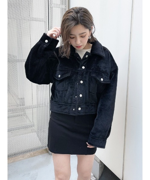 ENVYM（アンビー）の「シャギーショートＪＫ（その他アウター・レディース・ホワイト/ブラック・FREE）」の4枚目の写真