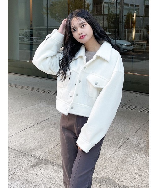 ENVYM（アンビー）の「シャギーショートＪＫ（その他アウター・レディース・ホワイト/ブラック・FREE）」の8枚目の写真