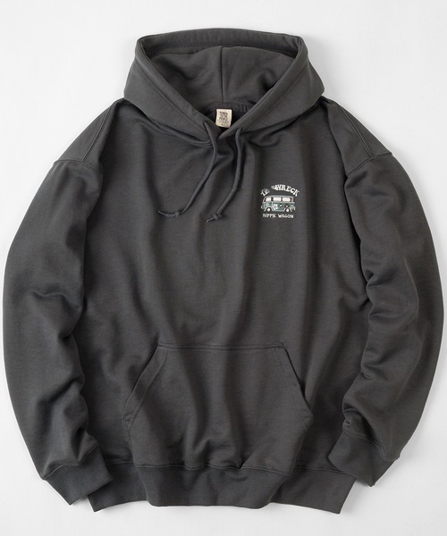 POWER TO THE PEOPLE（パワートゥーザピープル）の「【POWER TO THE PEOPLE/パワー トゥザ ピープル】 バックデザイン Hippie＆Wagon 刺繍 プルパーカー（パーカー・レディース・チャコールグレー/オレンジ/マルチ/グレイッシュベージュ・M/L/XL）」の18枚目の写真