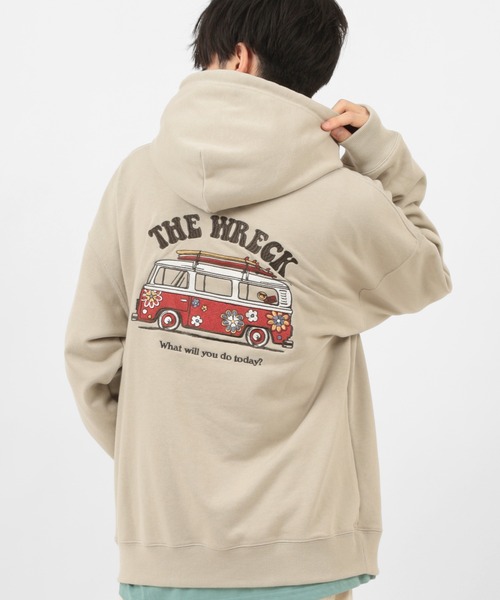 POWER TO THE PEOPLE（パワートゥーザピープル）の「【POWER TO THE PEOPLE/パワー トゥザ ピープル】 バックデザイン Hippie＆Wagon 刺繍 プルパーカー（パーカー・レディース・チャコールグレー/オレンジ/マルチ/グレイッシュベージュ・M/L/XL）」の22枚目の写真