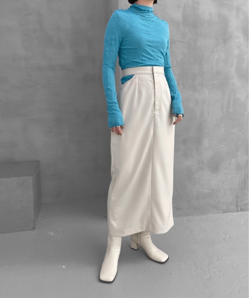 Solace（ソレイス）の「ハイウエストサイドオープンIラインスカート（スカート・レディース・ブラック/ベージュ/ピンク・LARGE/MEDIUM）」の21枚目の写真