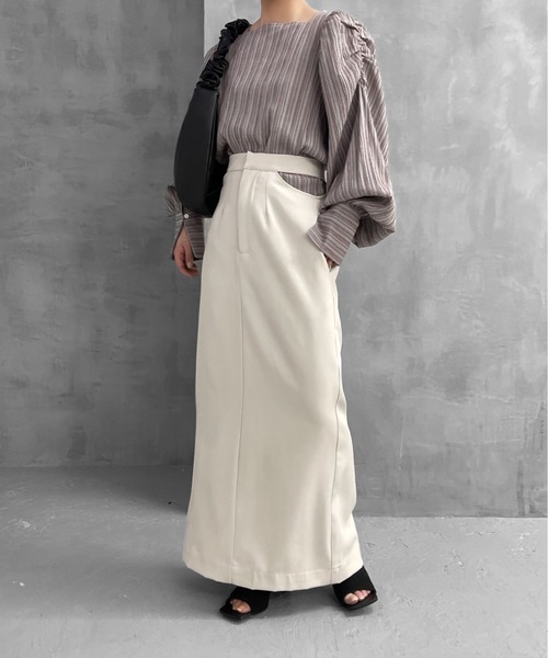 Solace（ソレイス）の「ハイウエストサイドオープンIラインスカート（スカート・レディース・ブラック/ベージュ/ピンク・LARGE/MEDIUM）」の5枚目の写真