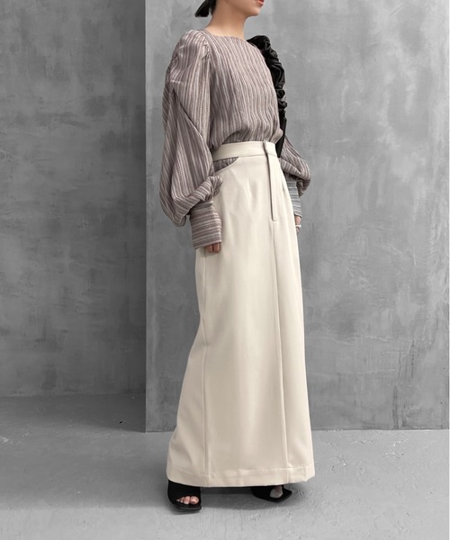 Solace（ソレイス）の「ハイウエストサイドオープンIラインスカート（スカート・レディース・ブラック/ベージュ/ピンク・LARGE/MEDIUM）」の6枚目の写真