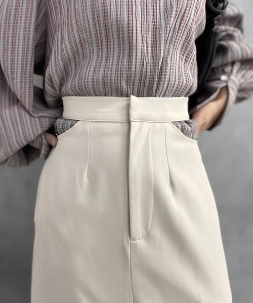 Solace（ソレイス）の「ハイウエストサイドオープンIラインスカート（スカート・レディース・ブラック/ベージュ/ピンク・LARGE/MEDIUM）」の12枚目の写真