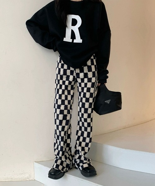 me+em select（ミームセレクト）の「【 ３COLOR 】ブロックチェックスムースベロアパンツ（その他パンツ・レディース・ブラウン/ブラック/グレー・FREE）」の19枚目の写真