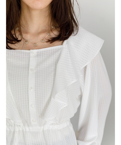 SLURR（スラ―）の「2Wayシアーギンガムフリルチュニック（シャツ/ブラウス・レディース・オフホワイト/ブラック/アイボリー・FREE）」の9枚目の写真