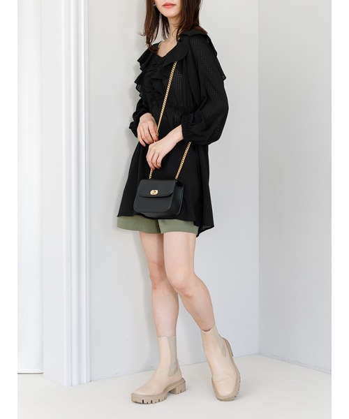 SLURR（スラ―）の「2Wayシアーギンガムフリルチュニック（シャツ/ブラウス・レディース・オフホワイト/ブラック/アイボリー・FREE）」の19枚目の写真