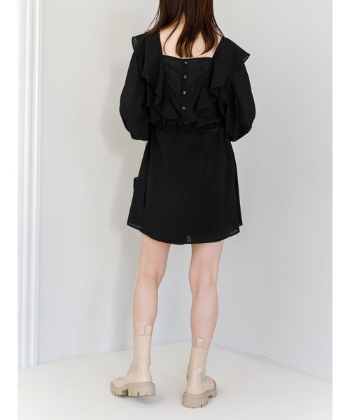 SLURR（スラ―）の「2Wayシアーギンガムフリルチュニック（シャツ/ブラウス・レディース・オフホワイト/ブラック/アイボリー・FREE）」の20枚目の写真