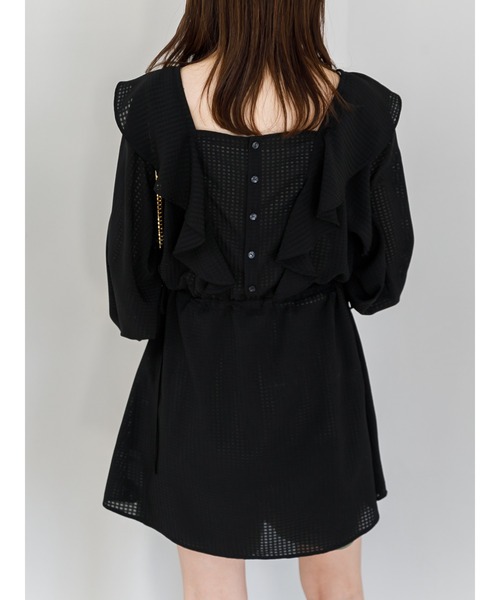 SLURR（スラ―）の「2Wayシアーギンガムフリルチュニック（シャツ/ブラウス・レディース・オフホワイト/ブラック/アイボリー・FREE）」の16枚目の写真