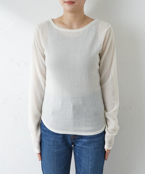 SHENERY（シーナリー）の「シアークレープブルーゼヘムロンTEE（Tシャツ/カットソー・レディース・ベージュ/オフホワイト・FREE）」の22枚目の写真