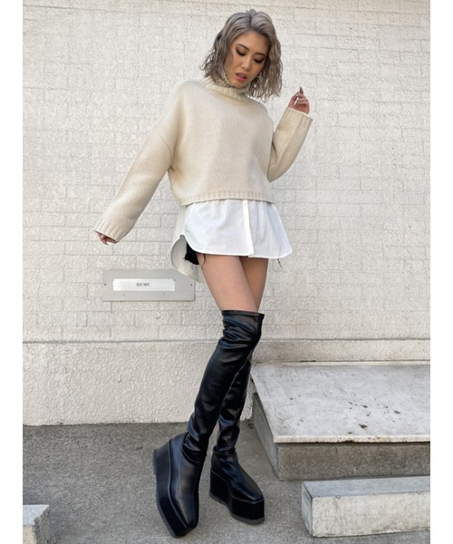 EGOIST（エゴイスト）の「天竺タートルニットトップス（ニット/セーター・レディース・ブラック/グリーン/アイボリー・FREE）」の8枚目の写真