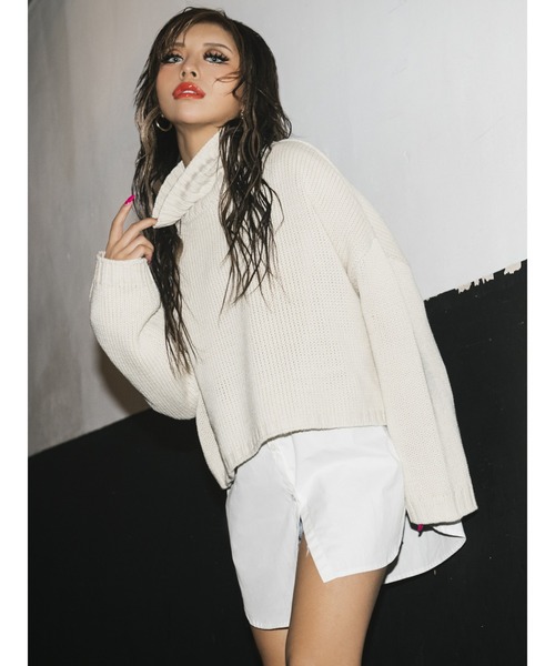 EGOIST（エゴイスト）の「天竺タートルニットトップス（ニット/セーター・レディース・ブラック/グリーン/アイボリー・FREE）」の9枚目の写真