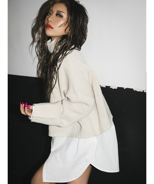 EGOIST（エゴイスト）の「天竺タートルニットトップス（ニット/セーター・レディース・ブラック/グリーン/アイボリー・FREE）」の10枚目の写真