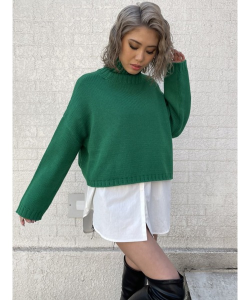 EGOIST（エゴイスト）の「天竺タートルニットトップス（ニット/セーター・レディース・ブラック/グリーン/アイボリー・FREE）」の13枚目の写真