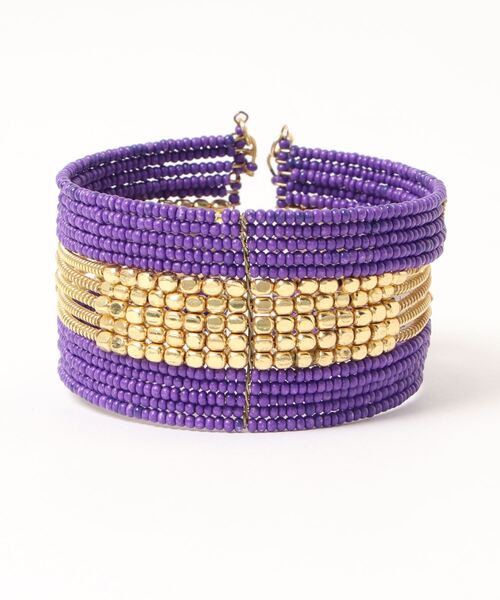 チャイハネ（チャイハネ）の「【チャイハネ】ルディービーズバングル（バングル/リストバンド・レディース・ホワイト/パープル/ターコイズブルー/オレンジ/ブロンズ・FREE）」の4枚目の写真