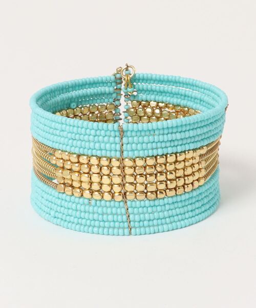 チャイハネ（チャイハネ）の「【チャイハネ】ルディービーズバングル（バングル/リストバンド・レディース・ホワイト/パープル/ターコイズブルー/オレンジ/ブロンズ・FREE）」の3枚目の写真