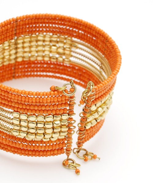 チャイハネ（チャイハネ）の「【チャイハネ】ルディービーズバングル（バングル/リストバンド・レディース・ホワイト/パープル/ターコイズブルー/オレンジ/ブロンズ・FREE）」の7枚目の写真