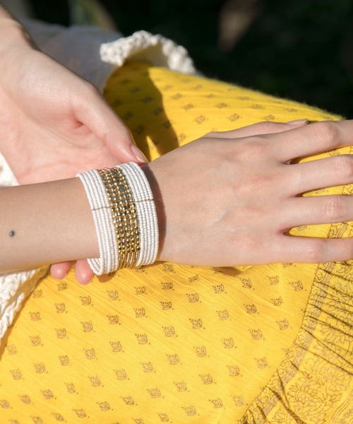 チャイハネ（チャイハネ）の「【チャイハネ】ルディービーズバングル（バングル/リストバンド・レディース・ホワイト/パープル/ターコイズブルー/オレンジ/ブロンズ・FREE）」の9枚目の写真