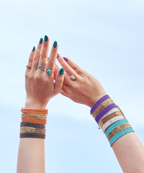 チャイハネ（チャイハネ）の「【チャイハネ】ルディービーズバングル（バングル/リストバンド・レディース・ホワイト/パープル/ターコイズブルー/オレンジ/ブロンズ・FREE）」の10枚目の写真