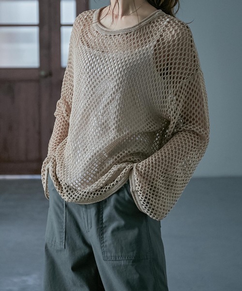 Fashion Letter(ファッションレター)の「シースルーメッシュニット(ニット/セーター・レディース・オフホワイト/ベージュ/ライトグリーン/ブラック・M)」の3枚目の写真