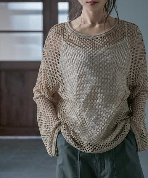 Fashion Letter(ファッションレター)の「シースルーメッシュニット(ニット/セーター・レディース・オフホワイト/ベージュ/ライトグリーン/ブラック・M)」の22枚目の写真