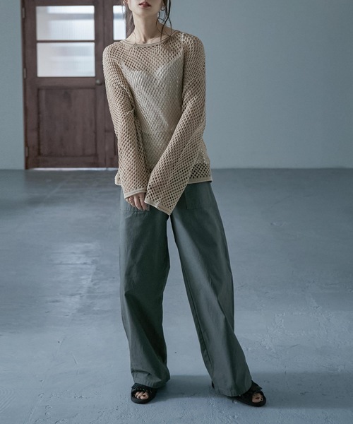 Fashion Letter(ファッションレター)の「シースルーメッシュニット(ニット/セーター・レディース・オフホワイト/ベージュ/ライトグリーン/ブラック・M)」の10枚目の写真
