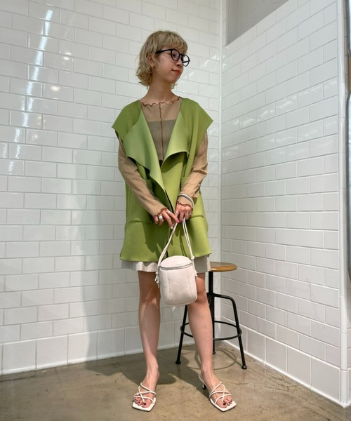 CIAOPANIC（チャオパニック）の「カットポンチジレ（ベスト・レディース・ライトグレー/ブラック/グリーン・FREE）」の17枚目の写真