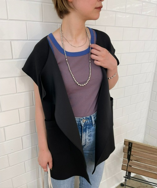 CIAOPANIC（チャオパニック）の「カットポンチジレ（ベスト・レディース・ライトグレー/ブラック/グリーン・FREE）」の14枚目の写真