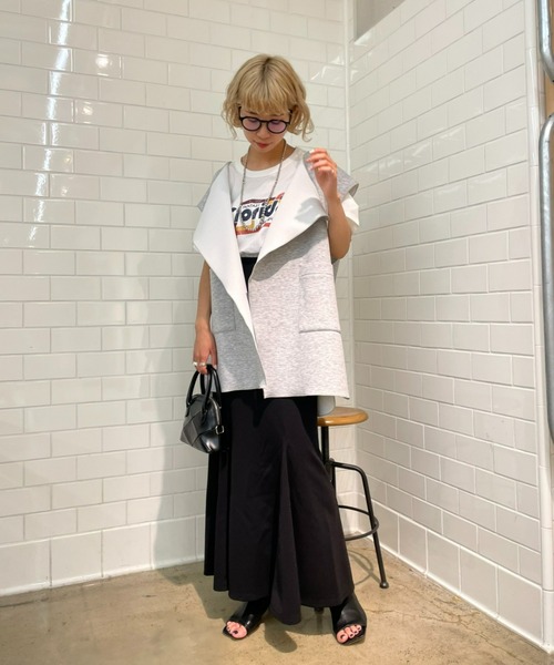 CIAOPANIC（チャオパニック）の「カットポンチジレ（ベスト・レディース・ライトグレー/ブラック/グリーン・FREE）」の10枚目の写真