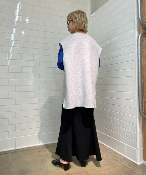 CIAOPANIC（チャオパニック）の「カットポンチジレ（ベスト・レディース・ライトグレー/ブラック/グリーン・FREE）」の9枚目の写真