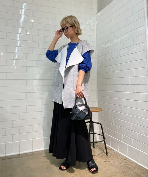 CIAOPANIC（チャオパニック）の「カットポンチジレ（ベスト・レディース・ライトグレー/ブラック/グリーン・FREE）」の8枚目の写真