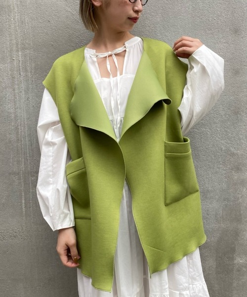 CIAOPANIC（チャオパニック）の「カットポンチジレ（ベスト・レディース・ライトグレー/ブラック/グリーン・FREE）」の16枚目の写真