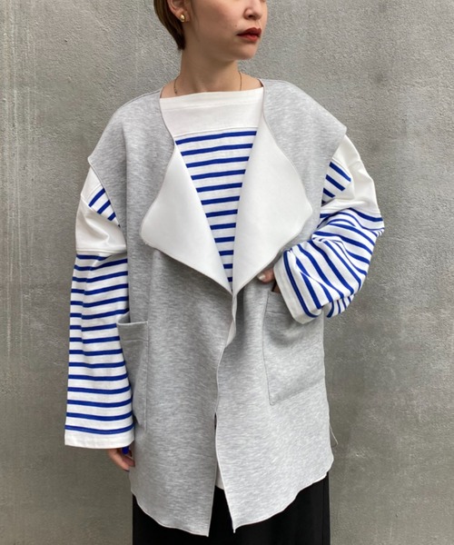 CIAOPANIC（チャオパニック）の「カットポンチジレ（ベスト・レディース・ライトグレー/ブラック/グリーン・FREE）」の7枚目の写真