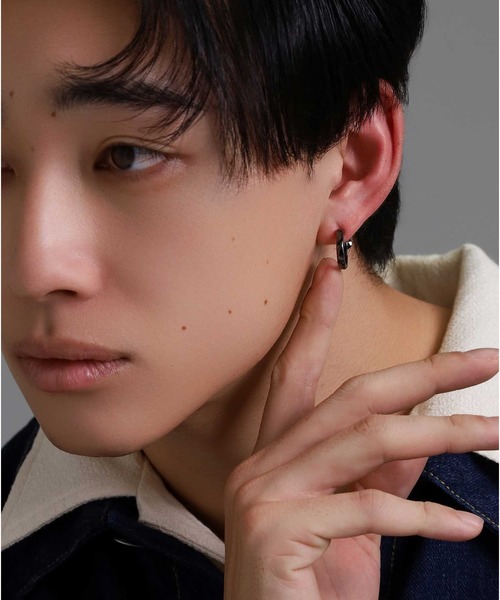 LION HEART（ライオンハート）の「LH for Gift シルバーイヤリング/ツイストテクスチャー/シルバー925（イヤリング・メンズ・シルバー/ブラック・ONE SIZE）」の12枚目の写真