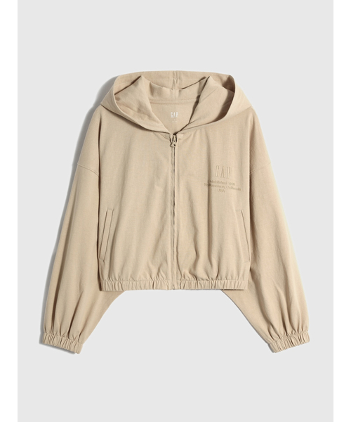 GAP(ギャップ)の「ウッシュド ロー ジャージ クロップ パーカー(パーカー・レディース・ライトブルー/ベージュ/グレー/ネイビー・S/M/L/XS/XXS)」の8枚目の写真