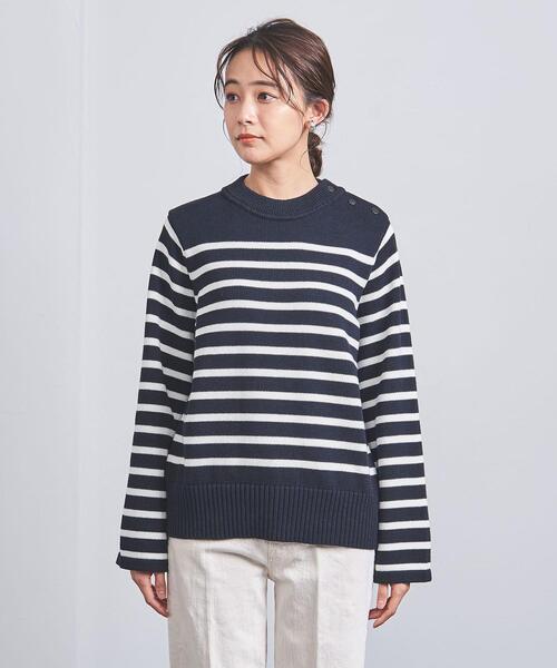 HYKE(ハイク)の「<HYKE(ハイク)>STRIPED ベルスリーブ ニット(ニット/セーター・レディース・ネイビー・1)」の2枚目の写真