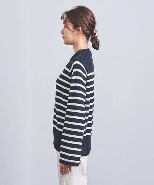 HYKE(ハイク)の「<HYKE(ハイク)>STRIPED ベルスリーブ ニット(ニット/セーター・レディース・ネイビー・1)」の3枚目の写真