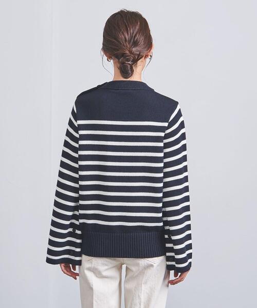 HYKE(ハイク)の「<HYKE(ハイク)>STRIPED ベルスリーブ ニット(ニット/セーター・レディース・ネイビー・1)」の4枚目の写真