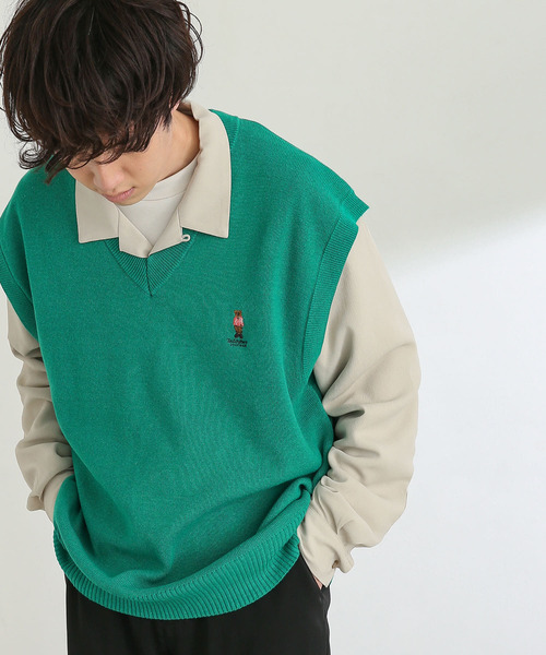 SENSE OF PLACE by URBAN RESEARCH(センスオブプレイスバイアーバンリサーチ)の「『別注』『ユニセックス』TeddyBear×SENSE OF PLACE テディベアVネックベスト(ニット/セーター・メンズ・ブラック/グリーン/ライトベージュ・LARGE/MEDIUM)」の5枚目の写真