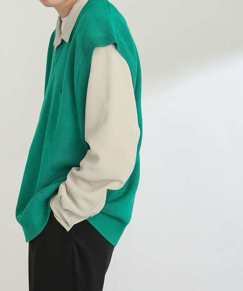 SENSE OF PLACE by URBAN RESEARCH(センスオブプレイスバイアーバンリサーチ)の「『別注』『ユニセックス』TeddyBear×SENSE OF PLACE テディベアVネックベスト(ニット/セーター・メンズ・ブラック/グリーン/ライトベージュ・LARGE/MEDIUM)」の7枚目の写真