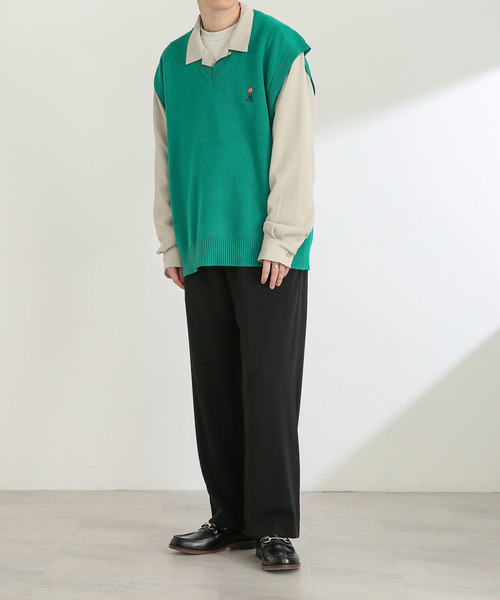 SENSE OF PLACE by URBAN RESEARCH(センスオブプレイスバイアーバンリサーチ)の「『別注』『ユニセックス』TeddyBear×SENSE OF PLACE テディベアVネックベスト(ニット/セーター・メンズ・ブラック/グリーン/ライトベージュ・LARGE/MEDIUM)」の9枚目の写真