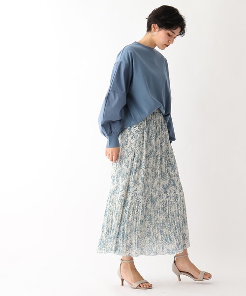 OPAQUE.CLIP（オペークドットクリップ）の「◆ドットプリントエアリージャカード マジョリカプリーツスカート（スカート・レディース・ブルー系5/ブラック系・38/40）」の10枚目の写真