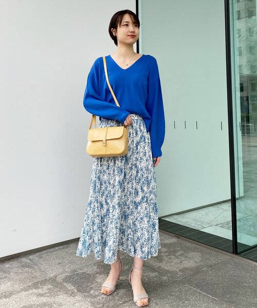 OPAQUE.CLIP（オペークドットクリップ）の「◆ドットプリントエアリージャカード マジョリカプリーツスカート（スカート・レディース・ブルー系5/ブラック系・38/40）」の13枚目の写真