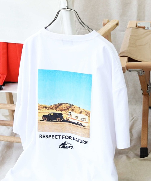 CAMP7(キャンプセブン)の「【CAMP7】バックプリントTシャツ(Tシャツ/カットソー・メンズ・グリーン/ホワイト/ブラック・XL/L/M/S)」の2枚目の写真