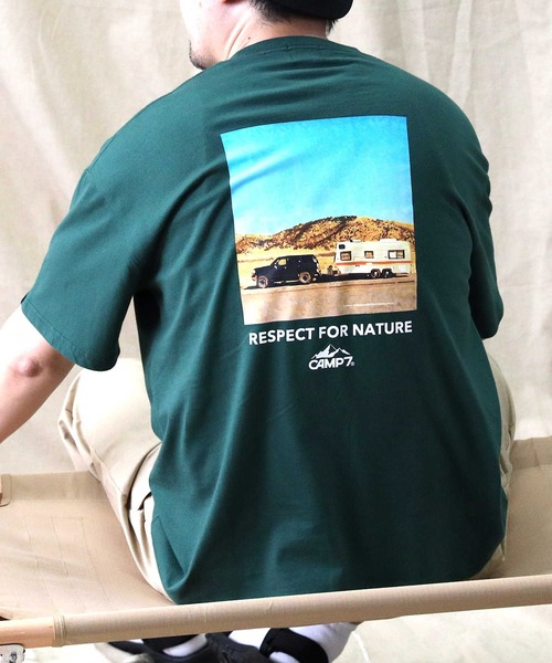 CAMP7(キャンプセブン)の「【CAMP7】バックプリントTシャツ(Tシャツ/カットソー・メンズ・グリーン/ホワイト/ブラック・XL/L/M/S)」の3枚目の写真