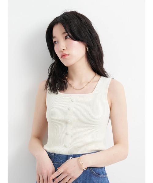 earth music&ecology（アースミュージックアンドエコロジー）の「リサイクルポリエステルブレンド2wayタンクトップ（タンクトップ・レディース・ブラック/カーキ/アイボリー/グレイッシュベージュ・S/M）」の7枚目の写真