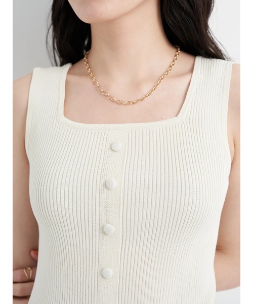 earth music&ecology（アースミュージックアンドエコロジー）の「リサイクルポリエステルブレンド2wayタンクトップ（タンクトップ・レディース・ブラック/カーキ/アイボリー/グレイッシュベージュ・S/M）」の12枚目の写真