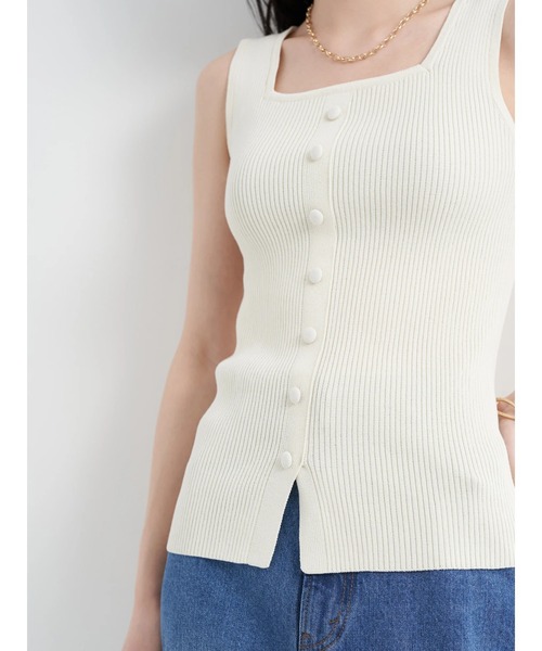 earth music&ecology（アースミュージックアンドエコロジー）の「リサイクルポリエステルブレンド2wayタンクトップ（タンクトップ・レディース・ブラック/カーキ/アイボリー/グレイッシュベージュ・S/M）」の13枚目の写真