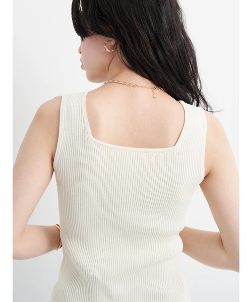 earth music&ecology（アースミュージックアンドエコロジー）の「リサイクルポリエステルブレンド2wayタンクトップ（タンクトップ・レディース・ブラック/カーキ/アイボリー/グレイッシュベージュ・S/M）」の14枚目の写真