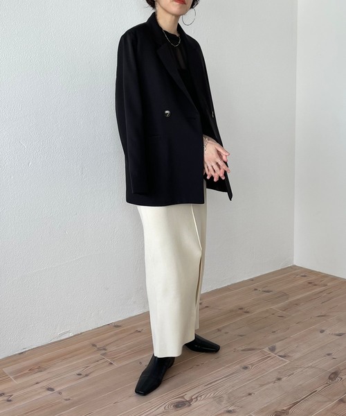 wee9s（ウィークス）の「middle tailored jacket / ミドル丈テーラードジャケット（テーラードジャケット・レディース・ブラック/グリーン/アイボリー・FREE）」の18枚目の写真